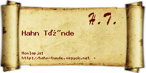 Hahn Tünde névjegykártya